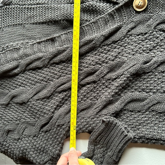 Cable Knit oversized  Cardigan 100% cotton olive green - Picture 3 of 11